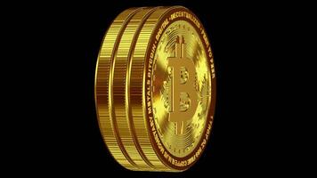 Coin, Cryptocurrency, Three Gold Bitcoins in Full Rotation, Alpha Channel, Money, Looped, Transparent Background, Blockchain, Exclusive video