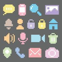 Pixel Pastel UI Interface Icons Set vector