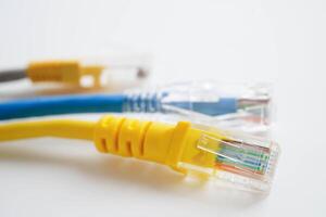 Ethernet cable for connect to wireless router link to internet service provider netw photo