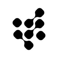 Black dot cluster logo with molecular structure concept. Suitable for science, tech, biotech, or innovation branding. vector