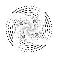 Abstract spiral halftone dot pattern in black and white. Ideal for optical illusion backgrounds, posters, motion graphics, and design overlays. vector