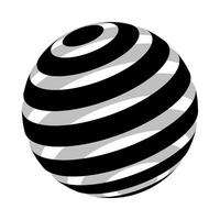 Monochrome striped globe-style logo with elegant 3D effect. Great for minimalist branding, tech icons, or global business. vector