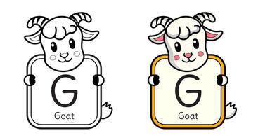 Cute and colorful goat character with the letter G, an engaging addition to educational materials. vector