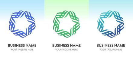 Minimal and modern abstract logo set in circular ribbon shapes, perfect for branding, corporate identity, and creative agencies. vector