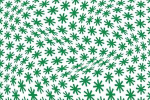 simple abstract green color creative geometric small sunburst wavy pattern green snowflake field on white surface vector