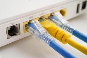 Ethernet cable with wireless router connect to internet service provider net photo