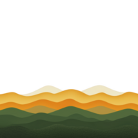 An Abstract landscape illustration with layered hills in shades of green, yellow, and orange, creating serene and harmonious design. gradient effect adds depth and sense of tranquility png