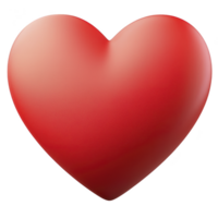 A shiny red heart symbol with smooth texture, representing love and affection, isolated on transparency background. heart is slightly tilted, giving it three dimensional appearance png