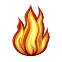 A stylized illustration of vibrant flame with red and yellow hues, symbolizing heat and energy. flame dynamic shape conveys movement and intensity, evoking sense of warmth and power png