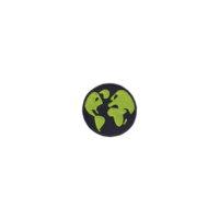 A This features circular patch with stylized green Earth design on transparency background, symbolizing environmental awareness and sustainability. patch is simple and modern.earth patch design png