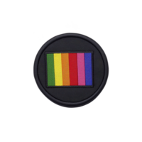 A This features circular patch with vibrant rainbow stripe design, symbolizing diversity and inclusion. patch is set against plain background, highlighting its colorful pattern png