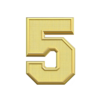 A golden number five with textured surface and shiny, metallic finish stands out against transparency background, creating luxurious and elegant appearance png