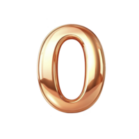 A shiny, metallic gold number zero stands out against plain background, reflecting light and creating luxurious and elegant appearance. smooth surface and rounded shape add modern touch png
