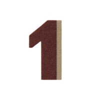 A textured fabric number one with brown and beige color scheme stands out against transparency background, creating bold and striking visual png