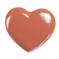A shiny, smooth, and glossy heart shaped object in warm terracotta color, reflecting light on its surface, evokes feelings of love and warmth png