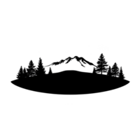 uma sereno panorama ilustração características montanha alcance com neve limitado picos, cercado de alta sempre-verde árvores, criando pacífico e natural cena png