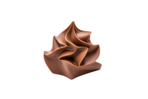 A swirl of smooth, creamy chocolate forms intricate, artistic shape, showcasing its rich texture and glossy finish. chocolate elegant design highlights its luxurious appeal, perfect for gourmet png