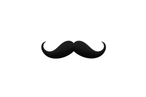 A classic black mustache silhouette on transparency background, evoking vintage and playful style. simple design is iconic and often associated with humor and nostalgia png