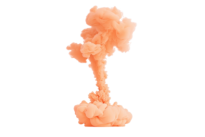 A vibrant orange ink cloud swirls and billows in water, creating dynamic and artistic visual effect. fluid motion and intricate patterns evoke sense of creativity and movement png