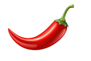 A vibrant red chili pepper with glossy surface and green stem, isolated on transparency background, showcasing its fresh and spicy appearance png