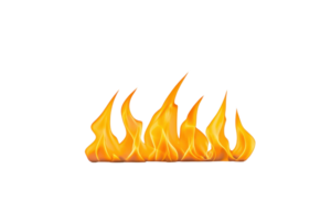 A vibrant illustration of orange flames with transparent background, showcasing dynamic movement and energy. Perfect for design projects needing fiery element png