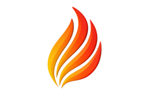 A stylized flame icon with vibrant orange and red colors, symbolizing energy and warmth. design features smooth, curved lines that create dynamic and modern appearance png