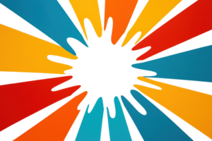 A Colorful hands reaching towards center in radial pattern, symbolizing unity and diversity. vibrant colors include red, orange, yellow, and blue, creating dynamic and inclusive design png