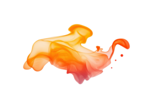 A vibrant swirl of orange and red abstract smoke artfully flows against transparency background, creating dynamic and fluid visual effect png