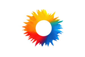 uma vibrante, multicolorido circular Projeto com espetado, reluzente padrão, apresentando gradiente do vermelho, laranja, amarelo, verde, e azul matizes, criando dinâmico e enérgico visual efeito png
