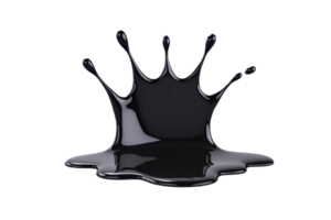 A splash of glossy black liquid forms dynamic crown shape against transparency background, capturing moment of fluid motion png