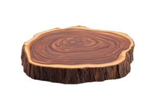 A wooden slice with visible tree rings and bark edges, showcasing natural textures and patterns, ideal for rustic decor or crafts png