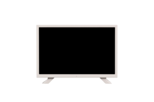 A modern flat screen television with sleek white frame and minimalist design, perfect for contemporary living spaces. screen is turned off, highlighting its elegant structure png