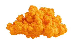 A vibrant orange cloud of smoke with fluffy texture, isolated on transparency background, creating dynamic and energetic visual effect png