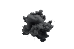A dense, swirling cloud of dark smoke isolated on transparent background, creating dramatic and mysterious effect png