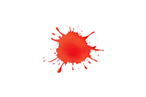A vibrant red paint splatter with dynamic drips and splashes on transparency background, creating artistic and energetic visual effect png
