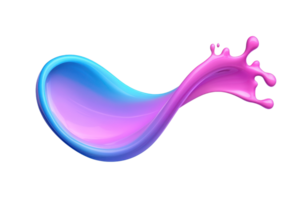 A vibrant splash of blue and pink paint creates dynamic, fluid shape against transparency background, showcasing blend of colors and motion png