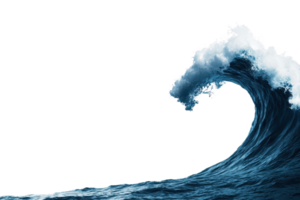 A powerful ocean wave with foamy crest against transparency background, capturing dynamic motion and energy of sea png