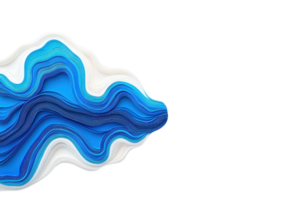 An Abstract layered paper art in shades of blue and white on transparency background, creating wave like pattern. design is modern and artistic, evoking sense of fluidity and movement png