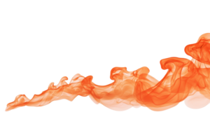 A vibrant swirl of orange smoke flows gracefully against transparency background, creating abstract and dynamic visual effect. fluid motion and vivid color evoke sense of energy and creativity png