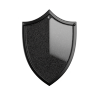 A shiny, reflective shield with sleek, modern design, symbolizing protection and security. shield has glossy surface with subtle texture, giving it futuristic appearance png