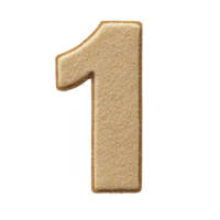 A textured number one made of rough, beige material stands out against plain background, conveying sense of simplicity and uniqueness png