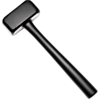 A large black sledgehammer with rectangular head and long handle, used for heavy duty tasks like demolition or construction, is depicted. tool robust design emphasizes strength and durability png
