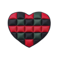 A heart shaped cushion with checkered pattern in red and green, creating bold and stylish design. cushion unique texture and color combination make it striking decorative piece png