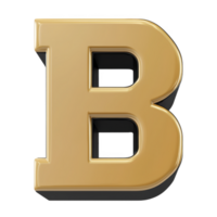 A shiny, gold letter B with 3D effect and shadow, creating luxurious and elegant appearance. letter stands out against plain background, emphasizing its bold and metallic design png