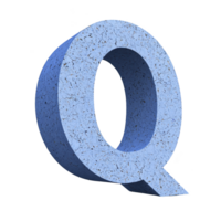 A large, textured blue letter Q stands out against plain background, showcasing bold and modern design. letter surface features speckled pattern, adding depth and interest png