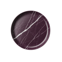 A round, dark purple marble plate with white veining, showcasing luxurious and elegant design. smooth surface and intricate patterns make it ideal for sophisticated dining settings png