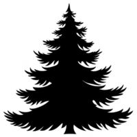 A silhouette of tall evergreen tree with detailed branches, evoking sense of nature and tranquility. tree shape is iconic, often associated with forests and winter scenes png
