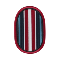 A colorful embroidered patch with vertical stripes in red, white, blue, and gray, bordered by red edge, creating vibrant and eye catching design png