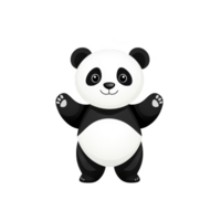 A cute cartoon panda stands with its arms raised, displaying friendly and welcoming expression. panda black and white fur is depicted in simple, charming style, making it appealing to all ages png