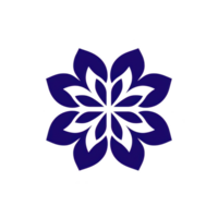 A symmetrical, abstract flower design with overlapping blue petals creates harmonious and calming visual effect. geometric pattern is both modern and elegant, suitable for various decorative png